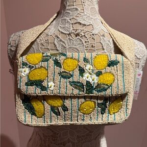 Handcrafted in India beaded lemon handbag